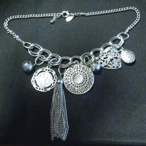 Express. Silver Statement Necklace with Charms